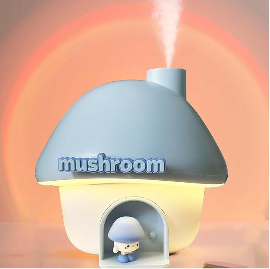 Cartoon Air Humidifier 300ml Mini Essential Oil Aroma Diffusers Colorful Lighting Cute Mushroom House Home Ultrasonic Humidifier