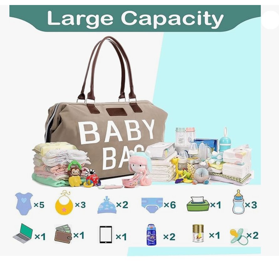 Beige Baby Diaper Bag Baby Bags for Hospital & Functional Large Baby Diaper  Travel Bag for Baby Care